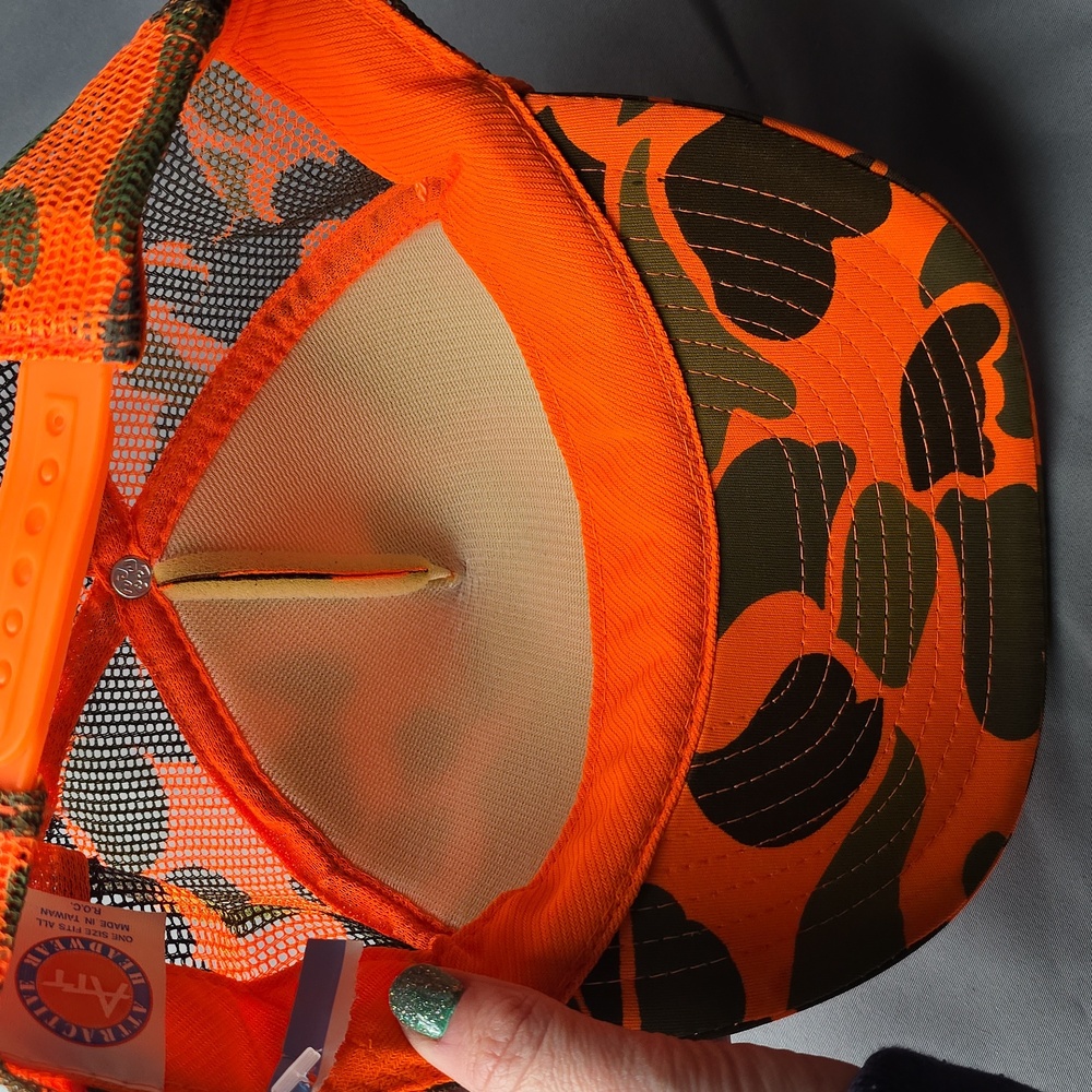 Industrial Tire Corp Orange & Olive Camo Trucker Hat NEW!! - Picture 5 of 5